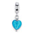 Sterling Silver Blue Heart Italian Murano Dangle Bead Charm hide-image