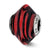 Red w/Black Stripes Italian Murano Charm Bead in Sterling Silver