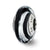 Sterling Silver Black/Silver Stripes Italian Murano Bead Charm hide-image