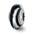 Black/Silver Stripes Italian Murano Charm Bead in Sterling Silver