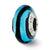 Blue/Black Stripes Italian Murano Charm Bead in Sterling Silver