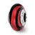 Red/Black Stripes Italian Murano Charm Bead in Sterling Silver