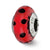 Red w/Black Dots Italian Murano Charm Bead in Sterling Silver