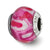 Hot Pink w/Glitter Overlay Glass Charm Bead in Sterling Silver