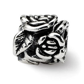 Sterling Silver Rose Floral Bead Charm hide-image