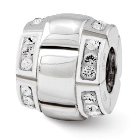 Sterling Silver Clear CZ Bali Bead Charm hide-image