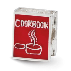 Sterling Silver Red Enameled Cookbook Bead Charm hide-image