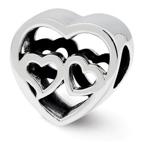 Sterling Silver Two Hearts Bead Charm hide-image