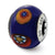 Italian Blue w/Decorative Accents Glass Charm Bead in Sterling Silver