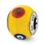 Italian Yellow w/Decorative Accents Glass Charm Bead in Sterling Silver
