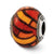 Italian Orange Decorative Overlay Glass Charm Bead in Sterling Silver