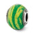 Italian Green Stripes Glass Charm Bead in Sterling Silver