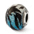Italian Variegated Blue & Black Stripes Glass Charm Bead in Sterling Silver