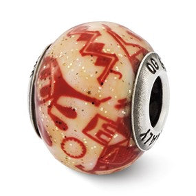 Sterling Silver Italian Decorative Red Glass Bead Charm hide-image
