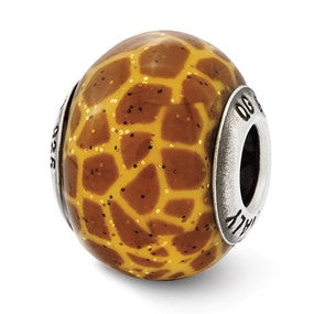 Sterling Silver Italian Yellow & Brown Glass Bead Charm hide-image