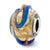 Italian Yellow/Blue & Brown Textured Lines Glas Charm in Sterling Silver