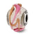 Sterling Silver Italian Silver w/Pink Textured Lines Glass Bead Charm hide-image