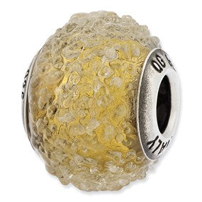 Sterling Silver Italian Olive Textured Glass Bead Charm hide-image