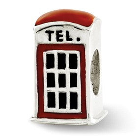 Sterling Silver Enameled Telephone Booth Bead Charm hide-image