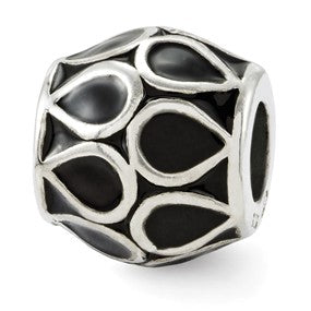 Sterling Silver Black Enamel Bali Bead Charm hide-image