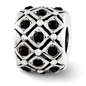 Sterling Silver Black Swarovski Elements Bead Charm hide-image