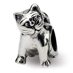 Sterling Silver Antique Cat Bead Charm hide-image