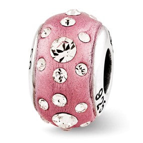 Sterling Silver Pink Molded w/Swarovski Elements Bead Charm hide-image