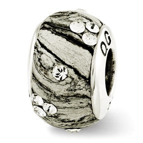 Sterling Silver Grey Molded w/Swarovski Elements Bead Charm hide-image