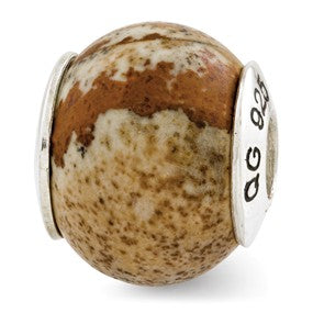 Sterling Silver Picture Natural Stone Bead Charm hide-image