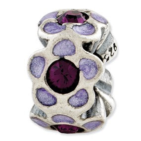 Sterling Silver Purple Swarovski Elements Enamel Bead Charm hide-image