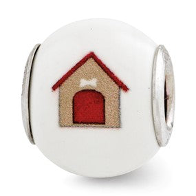 Sterling Silver Enameled Dog Theme Bead Charm hide-image
