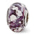 Purple/White Ceramic Charm Bead in Sterling Silver