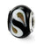Black/Brown/White Italian Murano Glass Charm Bead in Sterling Silver