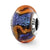Blue w/Orange Swirls Glass Charm Bead in Sterling Silver