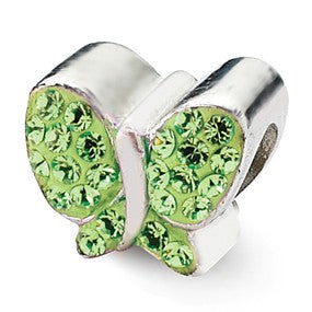 Sterling Silver Green Swarovski Butterfly Bead Charm hide-image