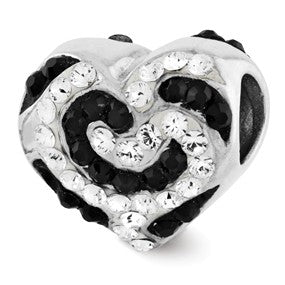 Sterling Silver Black & White Swarovski Elements Bead Charm hide-image