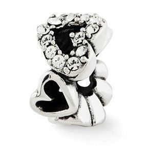 Sterling Silver Swarovski Elements Hearts Bead Charm hide-image