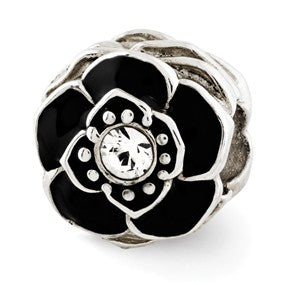 Sterling Silver Flower w/Swarovski Elements Bead Charm hide-image
