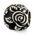 Black Enameled Floral Theme Bali Charm Bead in Sterling Silver