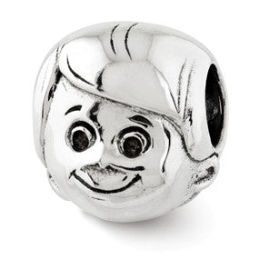 Sterling Silver Little Boy's Head Bead Charm hide-image