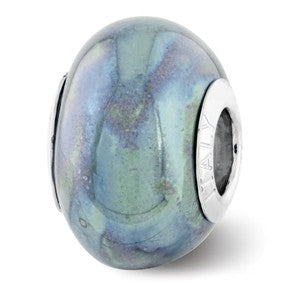 Sterling Silver Blue/Grey Ceramic Bead Charm hide-image