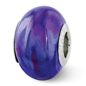 Sterling Silver Blue/Purple Ceramic Bead Charm hide-image
