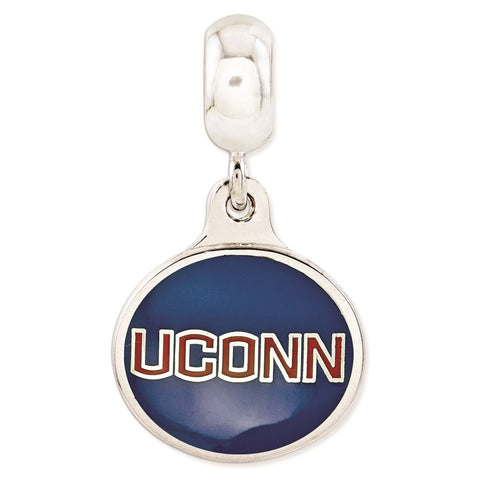 Sterling Silver University Connecticut Collegiate Enameled Dangle Bead