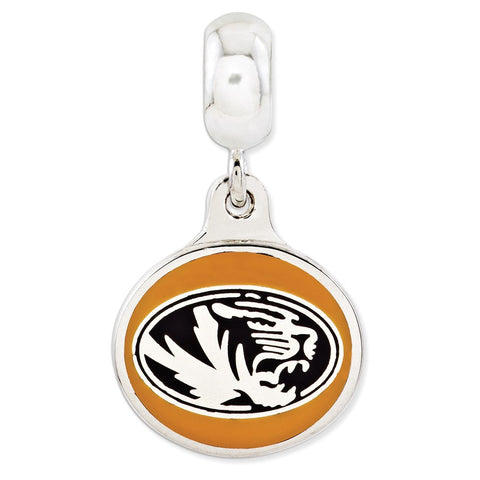 Sterling Silver University of Missouri Collegiate Enameled Dangle Bead