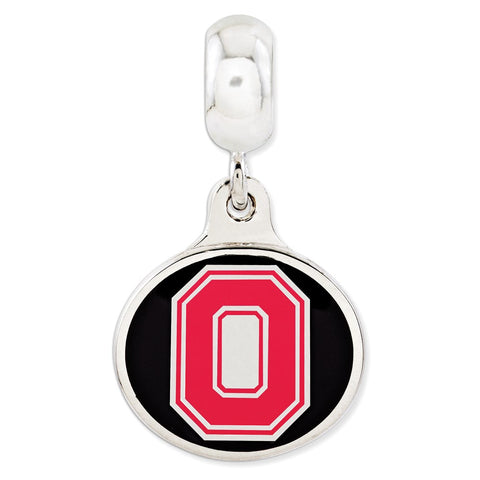 Sterling Silver Ohio State University Collegiate Enameled Dangle Bead