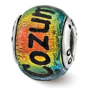 Sterling Silver Cozumel Orange Dichroic Glass Bead Charm hide-image