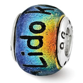 Sterling Silver Lido Key Dichroic Glass Bead Charm hide-image