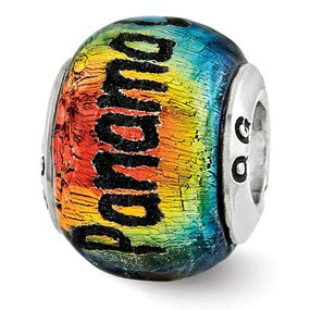 Sterling Silver Panama City Orange Dichroic Glass Bead Charm hide-image