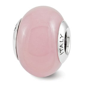 Sterling Silver Pink Glow-in-the-Dark Italian Bead Charm hide-image