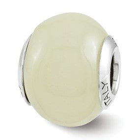 Sterling Silver White Glow-in-the-Dark Italian Bead Charm hide-image